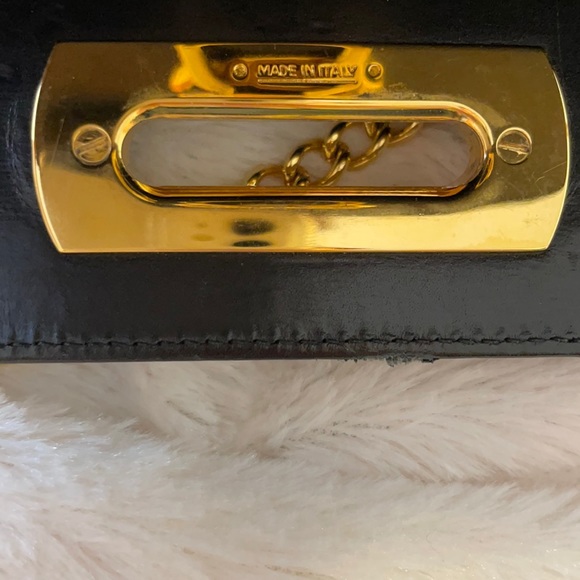 Salvatore Ferragamo Authentic Gancini chain Black Leather Clutch/Crossbody Bag - Picture 12 of 17